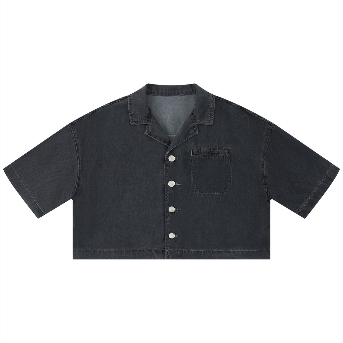 Women's Vintage Wash Boxy Cropped Shirt in black