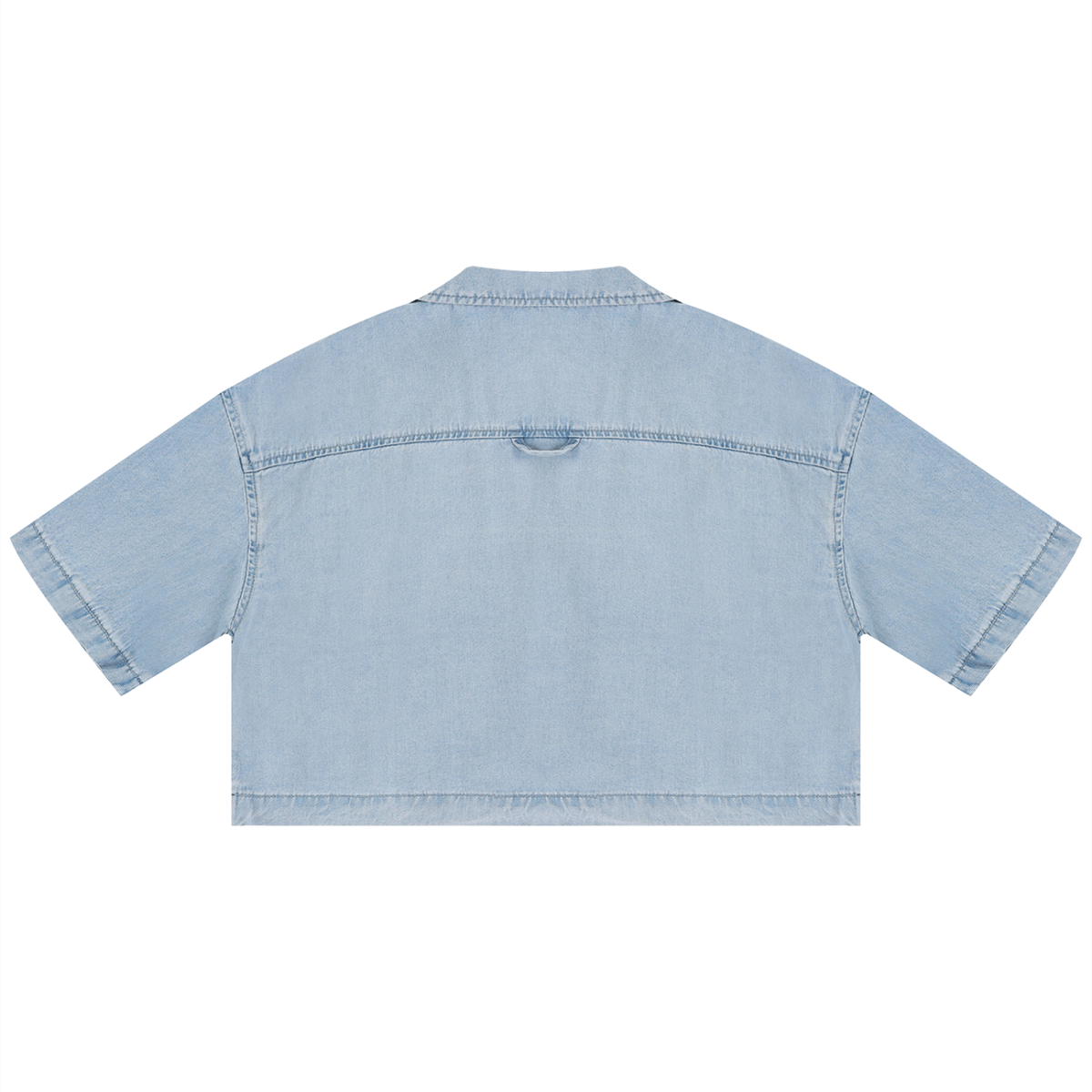 Women's Vintage Wash Boxy Cropped Shirt in light blue, alternate angle