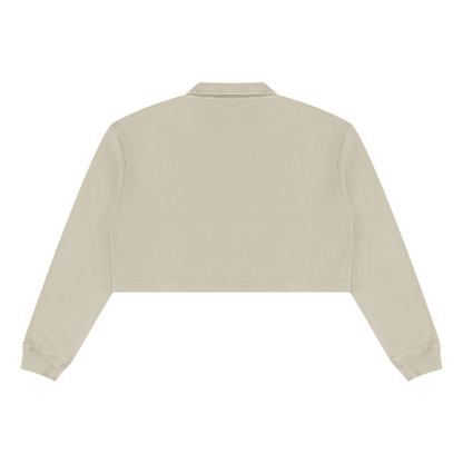 Women's Vintage Wash Crop Sweatshirt in apricot, alternate angle