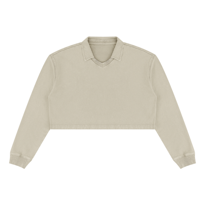Women's Vintage Wash Crop Sweatshirt in apricot