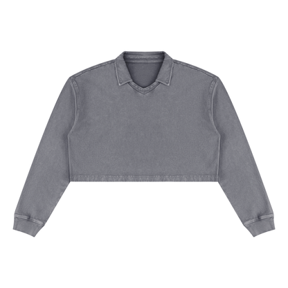 Women's Vintage Wash Crop Sweatshirt in cement gray