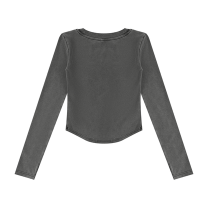 Women's Vintage Wash Crop T-Shirt in black, alternate angle