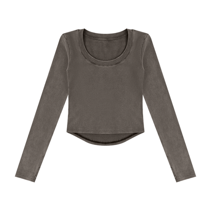 Women's Vintage Wash Crop T-Shirt in dark gray
