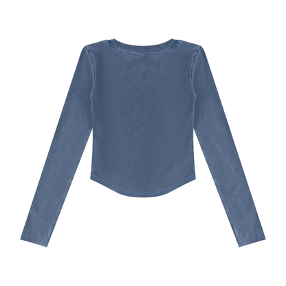 Women's Vintage Wash Crop T-Shirt in washed blue, alternate angle