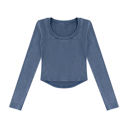 Women's Vintage Wash Crop T-Shirt in washed blue