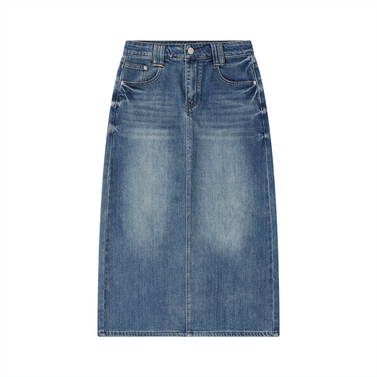 Women's Vintage Wash Denim Skirt in jeans blue