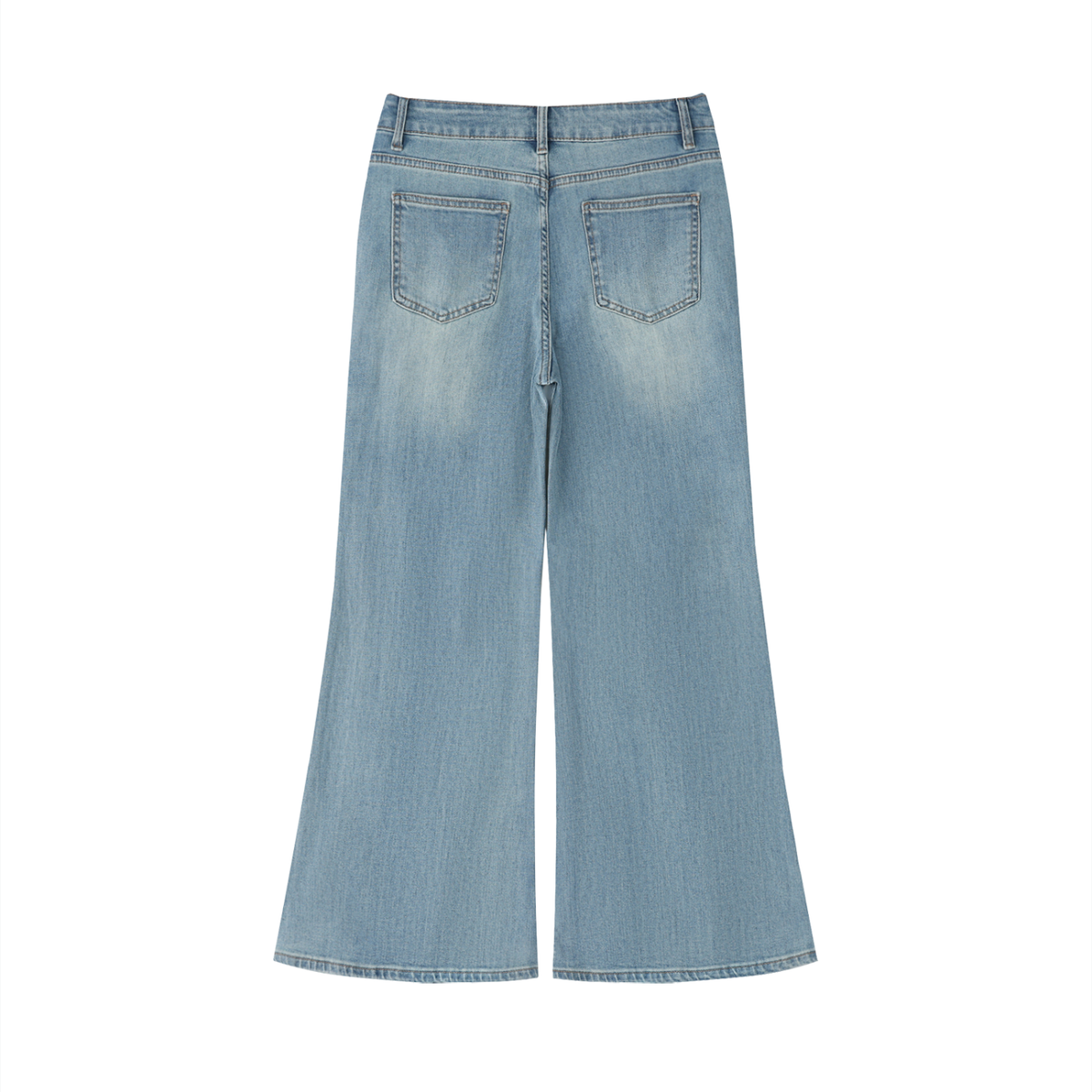 Women's Vintage Wash Flared Leg Jeans in blue, alternate angle
