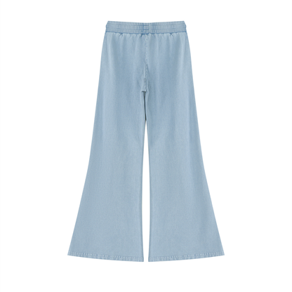 Women's Vintage Wash Flared Sweatpants in gray blue, alternate angle