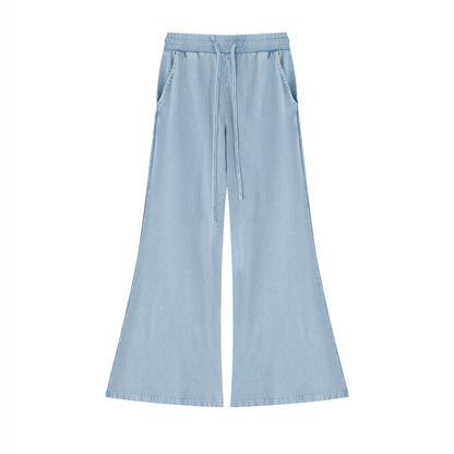 Women's Vintage Wash Flared Sweatpants in gray blue