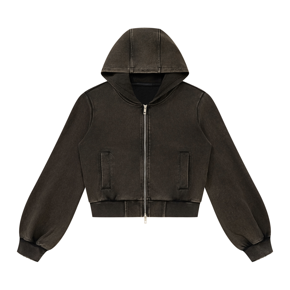 Women's Vintage Wash Full Zip Hoodie in black