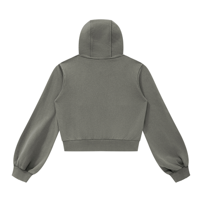 Women's Vintage Wash Full Zip Hoodie in dark gray, alternate angle