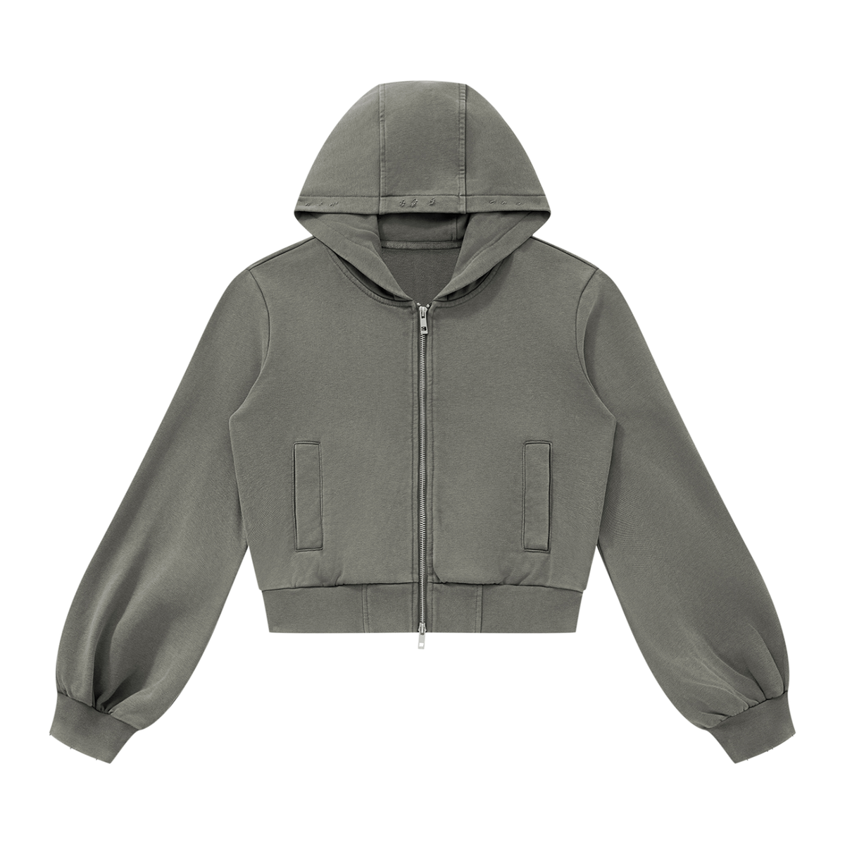 Women's Vintage Wash Full Zip Hoodie in dark gray