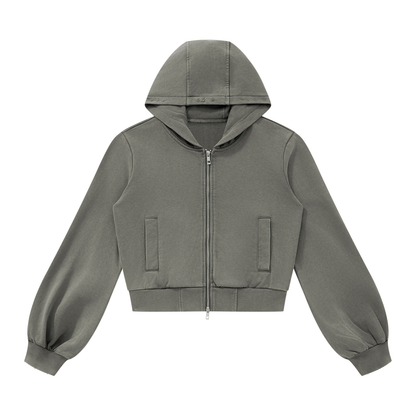 Women's Vintage Wash Full Zip Hoodie in dark gray