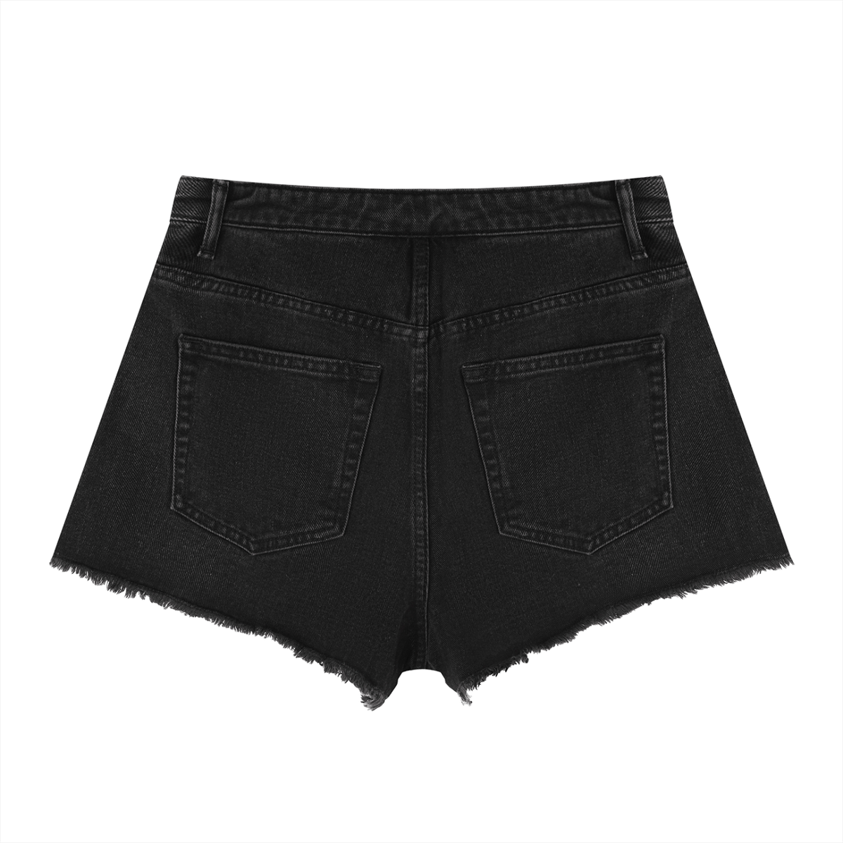 Women's Vintage Wash High Rise Denim Shorts in black, alternate angle