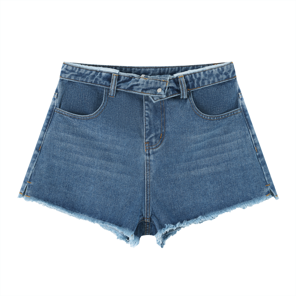 Women's Vintage Wash High Rise Denim Shorts in jeans blue