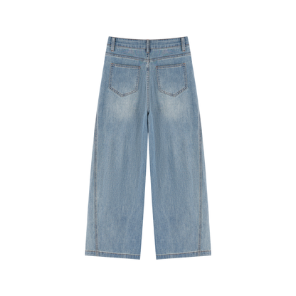 Women's Vintage Wash High Rise Wide Leg Jeans in jeans blue, alternate angle