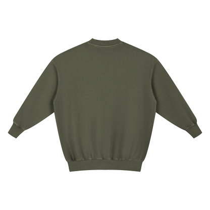 Women's Vintage Wash Pullover in army green, alternate angle
