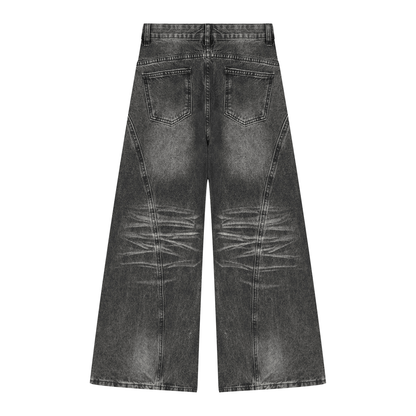 Women's Vintage Wash Wide Leg Denim Jeans in black, alternate angle