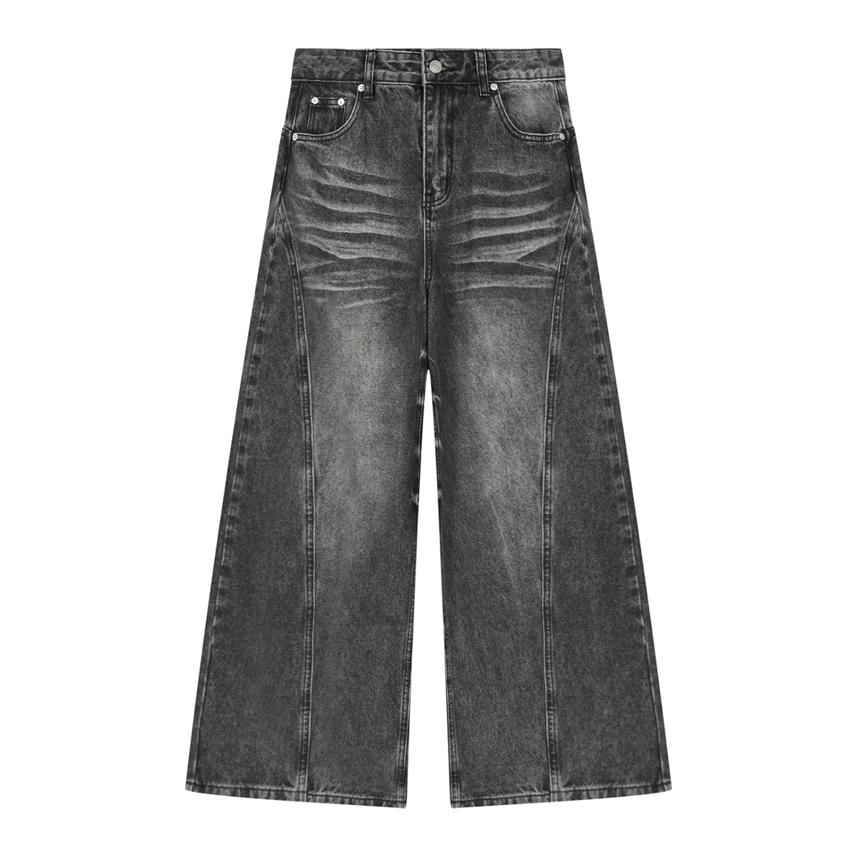 Women's Vintage Wash Wide Leg Denim Jeans in black