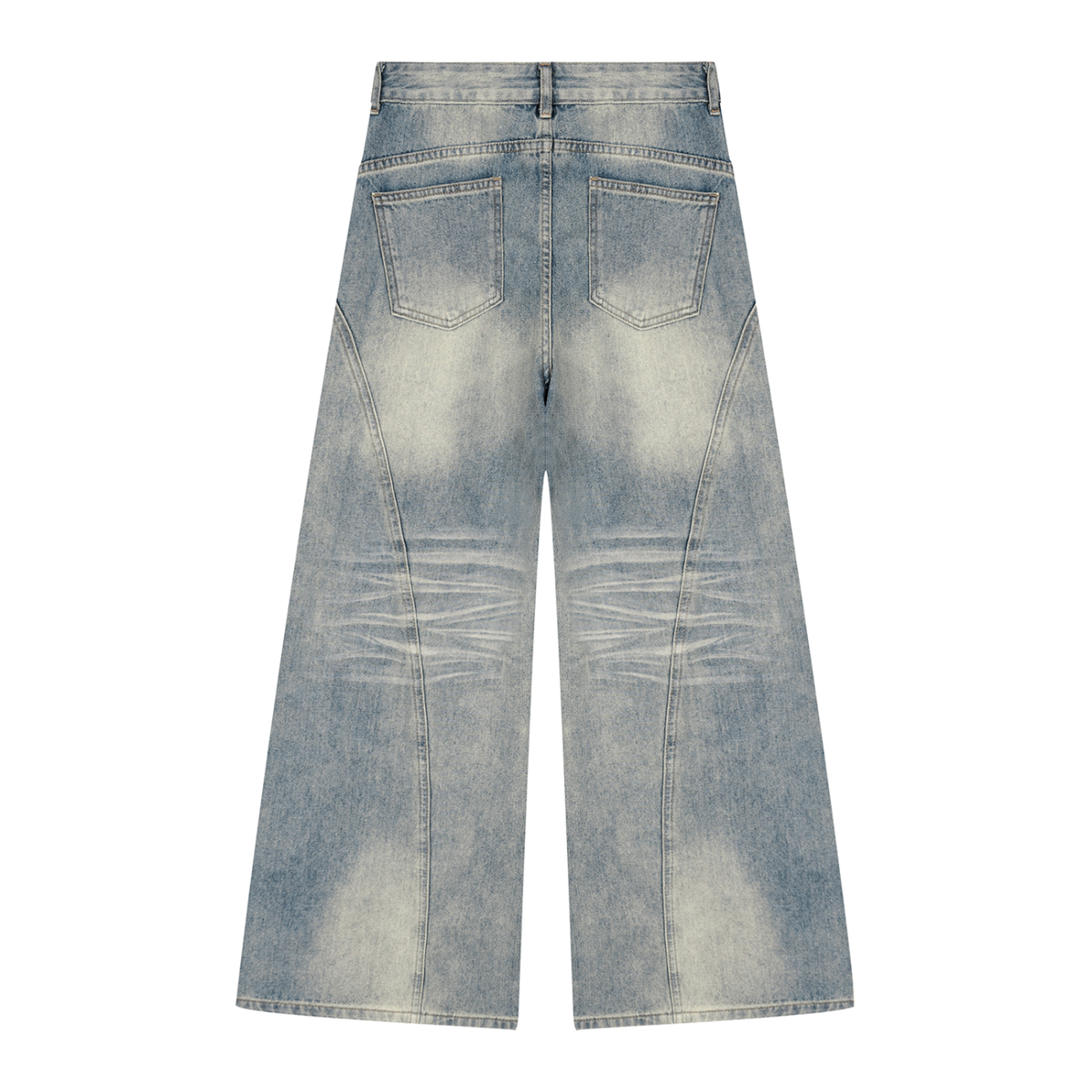 Women's Vintage Wash Wide Leg Denim Jeans in jeans blue, alternate angle