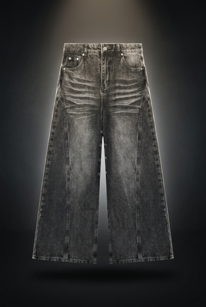 Women's Vintage Wash Wide Leg Denim Jeans, view 1