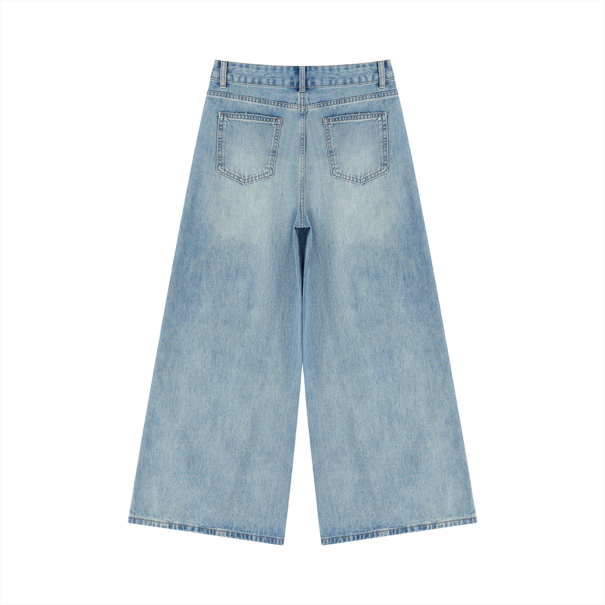 Women's Vintage Wash Wide Leg Jeans - 400 gsm in blue, alternate angle