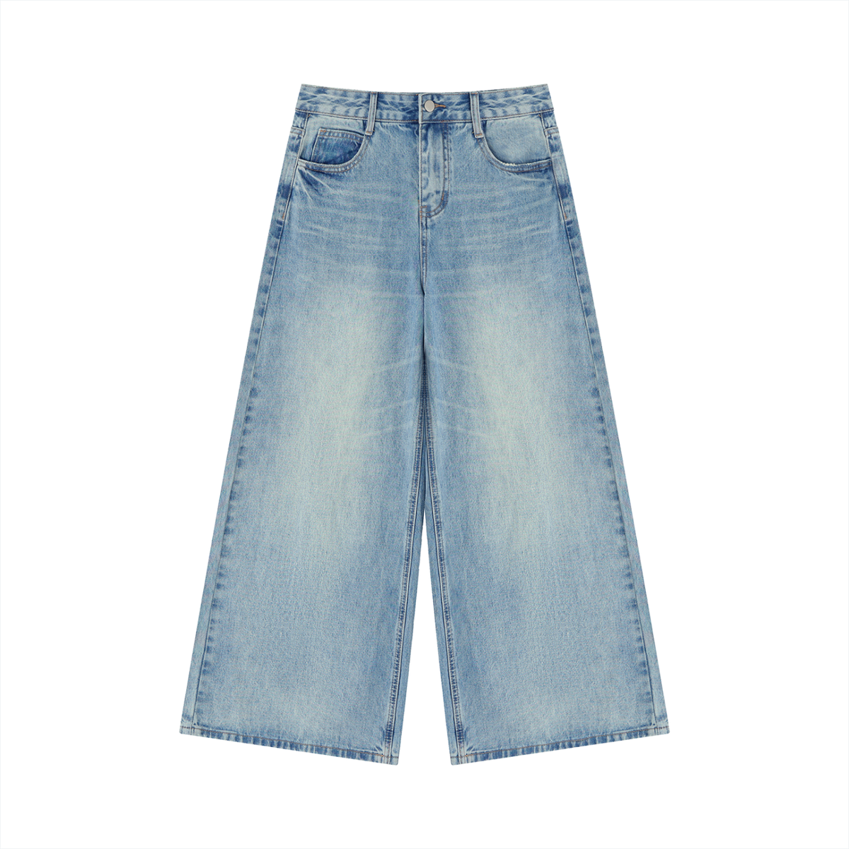 Women's Vintage Wash Wide Leg Jeans - 400 gsm in blue