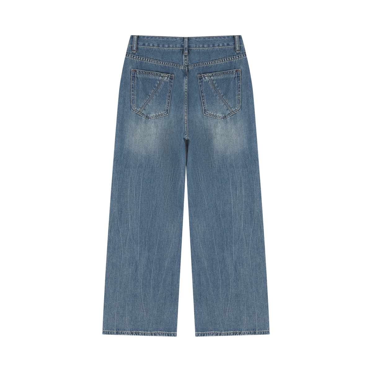 Women's Vintage Wash Wide Leg Jeans in jeans blue, alternate angle
