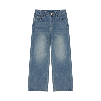 Women's Vintage Wash Wide Leg Jeans in jeans blue