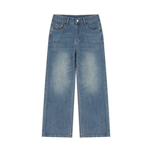 Women's Vintage Wash Wide Leg Jeans in jeans blue