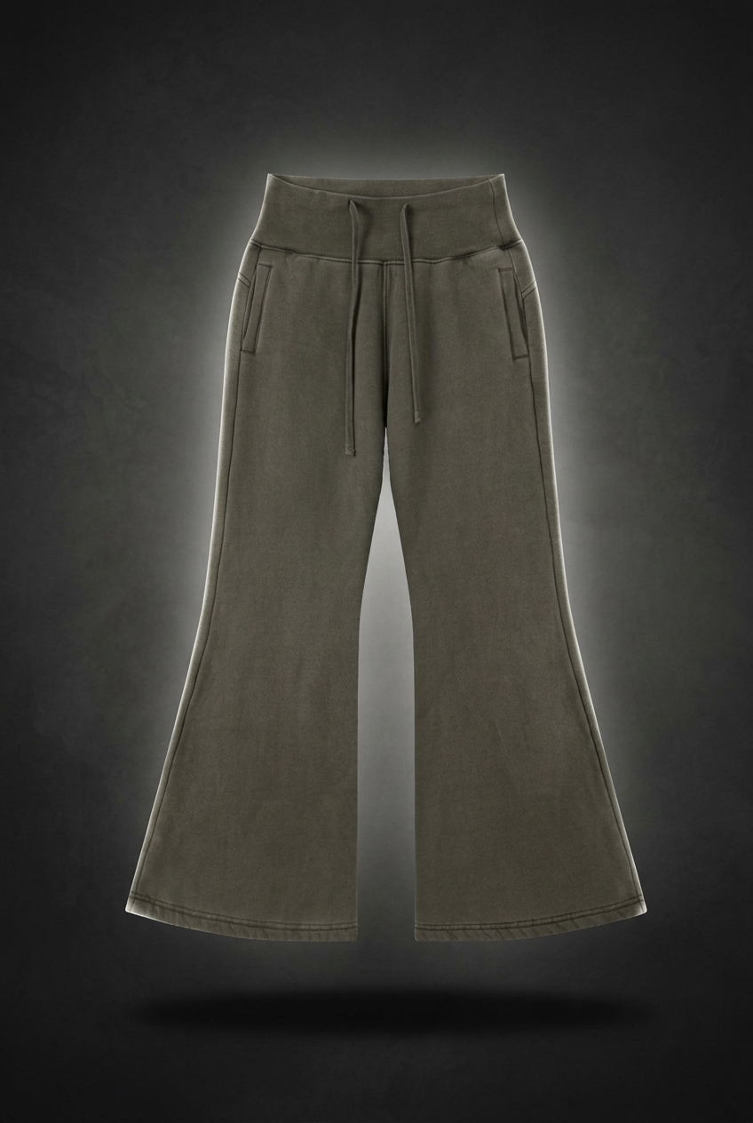 Women's Vintage Washed Flared Fleece Pants