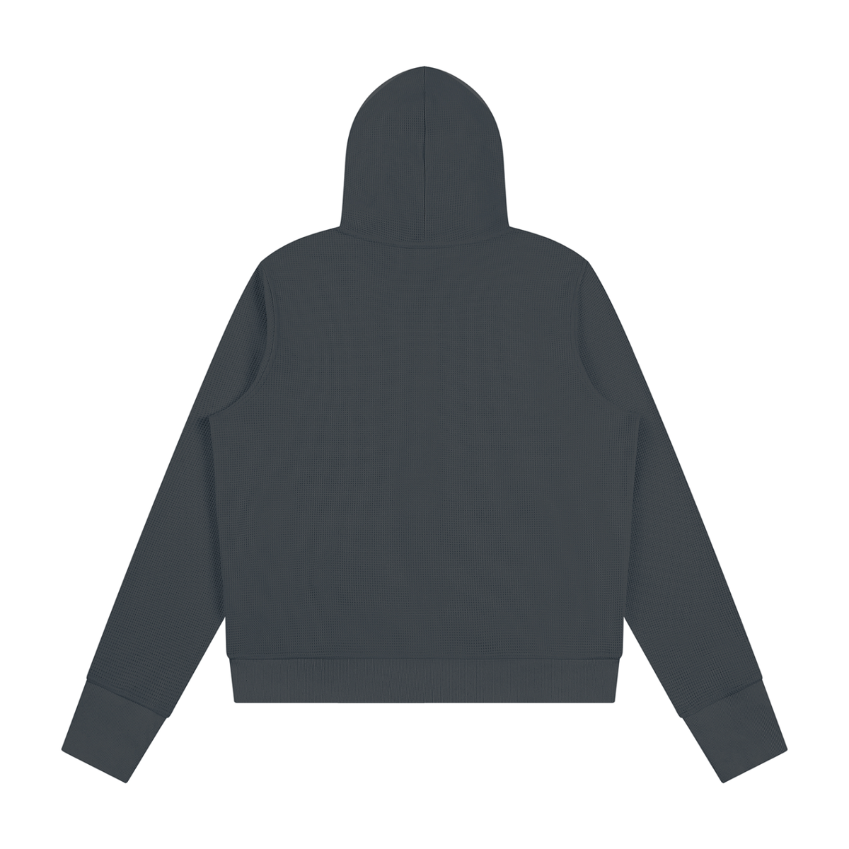 Women's Waffle Full Zip Hoodie in dark gray, alternate angle