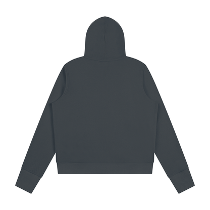 Women's Waffle Full Zip Hoodie in dark gray, alternate angle