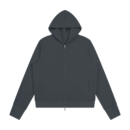 Women's Waffle Full Zip Hoodie in dark gray