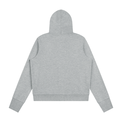 Women's Waffle Full Zip Hoodie in flower gray, alternate angle