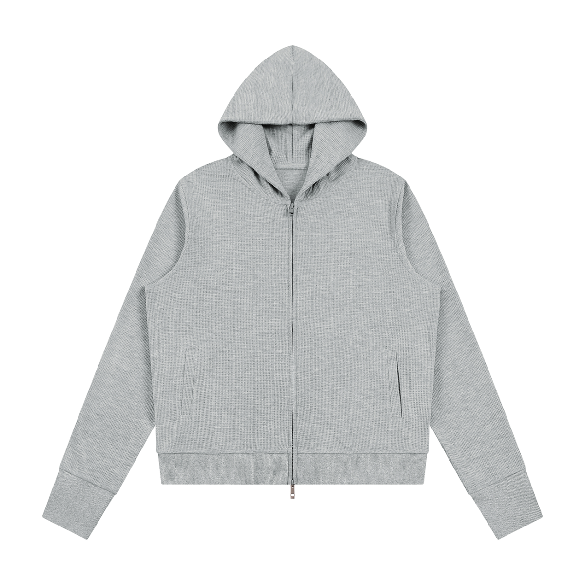 Women's Waffle Full Zip Hoodie in flower gray