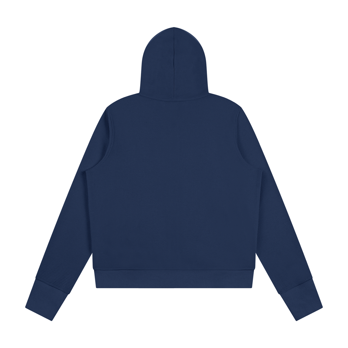 Women's Waffle Full Zip Hoodie in navy blue, alternate angle