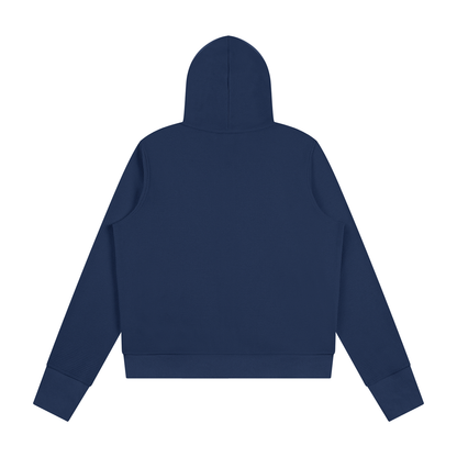 Women's Waffle Full Zip Hoodie in navy blue, alternate angle