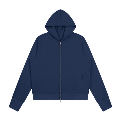 Women's Waffle Full Zip Hoodie in navy blue
