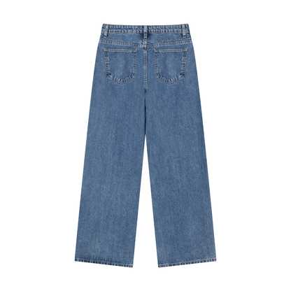 Women's Wide Leg Denim Jeans in jeans blue, alternate angle