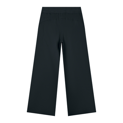Women's Wide Leg Fleece Sweatpants in black, alternate angle