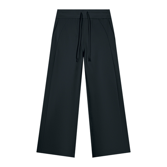 Women's Wide Leg Fleece Sweatpants in black