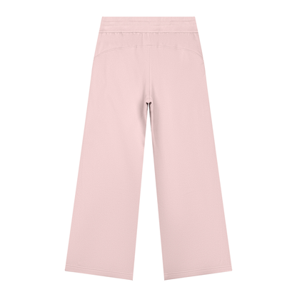 Women's Wide Leg Fleece Sweatpants in light pink, alternate angle
