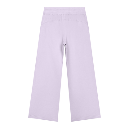 Women's Wide Leg Fleece Sweatpants in light purple, alternate angle