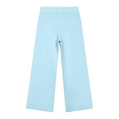 Women's Wide Leg Fleece Sweatpants in sky blue, alternate angle