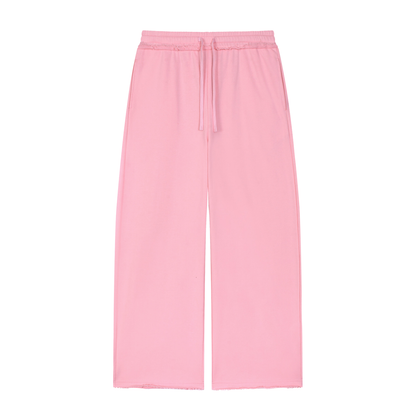 Women's Wide Leg Raw Edge Sweatpants in pink