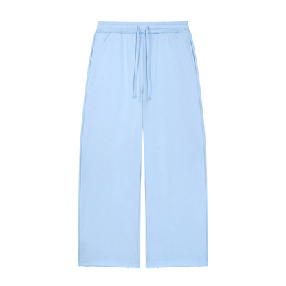 Women's Wide Leg Raw Edge Sweatpants in sky blue