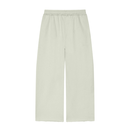 Women's Wide Leg Raw Edge Sweatpants in white gray, alternate angle