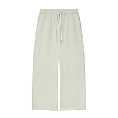 Women's Wide Leg Raw Edge Sweatpants in white gray