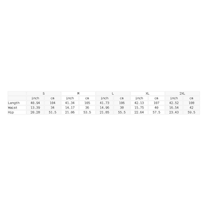 Size chart in inches and centimeters for the women's wide leg vintage wash jeans, showing length, waist and hip